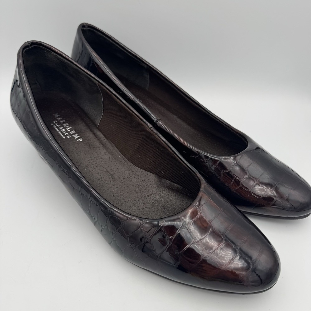 Mark Lemp Classics By Walking Cradle Croco Embossed Leather Pumps Size 11 M